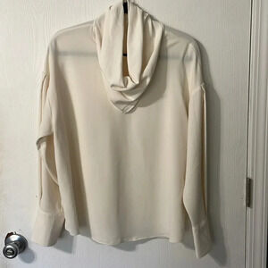Zara NWOT sheer off white blouse with button details size large
